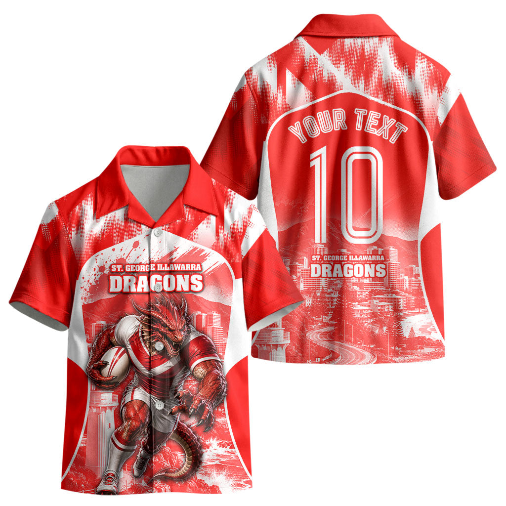 Personalised St. George Illawarra Dragons Mascot Rugby Kid Hawaiian Shirt Illawarra Coastline Athletic Graphic Print