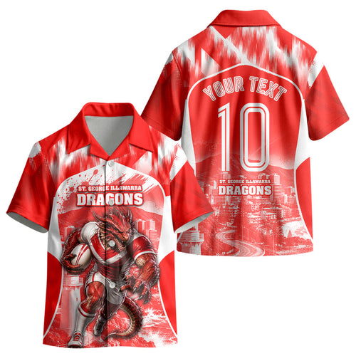 Personalised St. George Illawarra Dragons Mascot Rugby Kid Hawaiian Shirt Illawarra Coastline Athletic Graphic Print