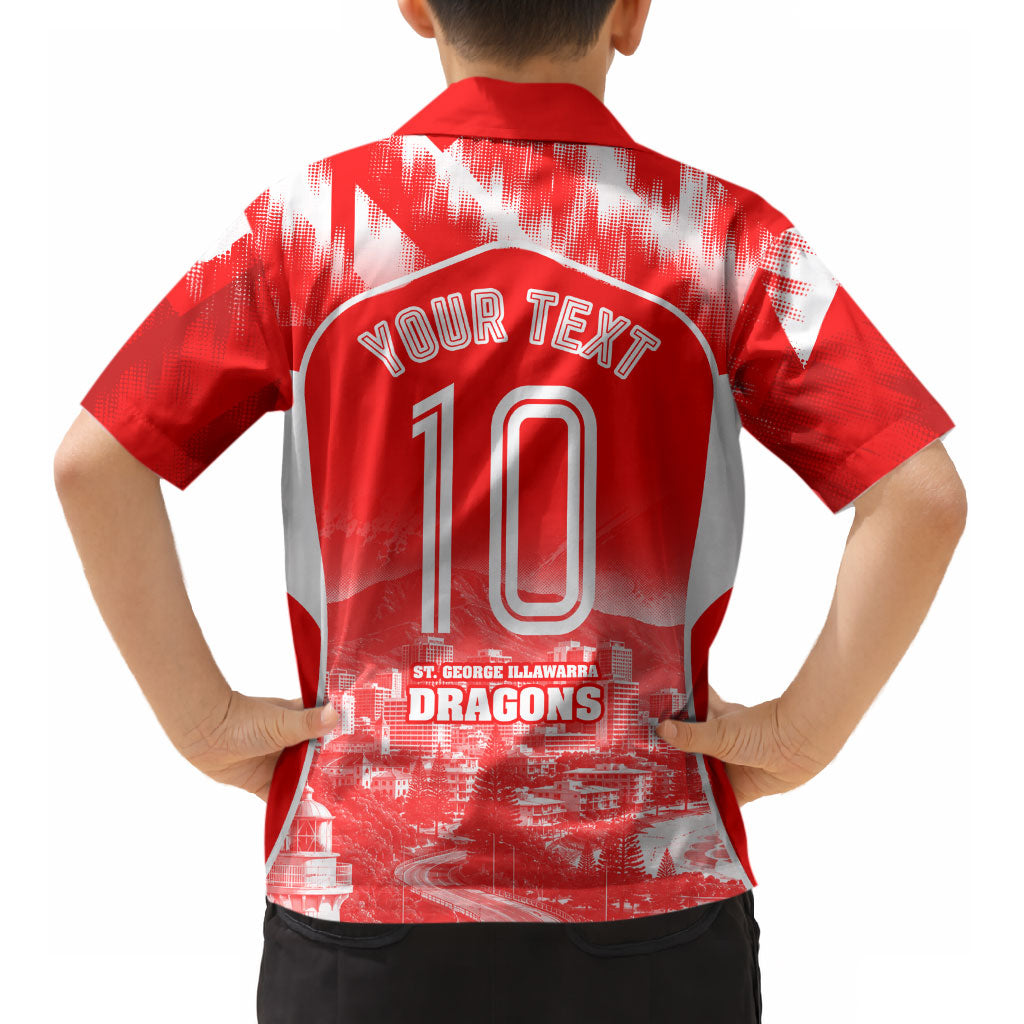 Personalised St. George Illawarra Dragons Mascot Rugby Kid Hawaiian Shirt Illawarra Coastline Athletic Graphic Print