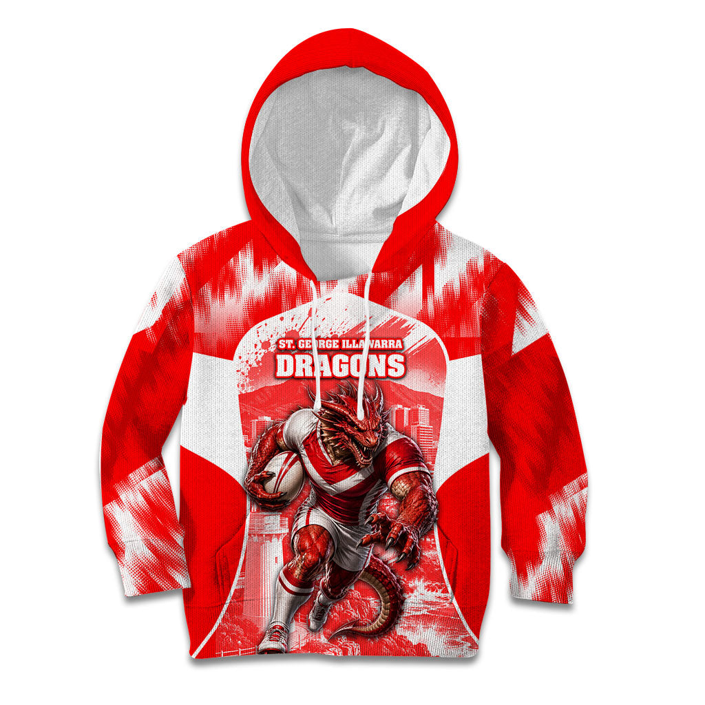 Personalised St. George Illawarra Dragons Mascot Rugby Kid Hoodie Illawarra Coastline Athletic Graphic Print