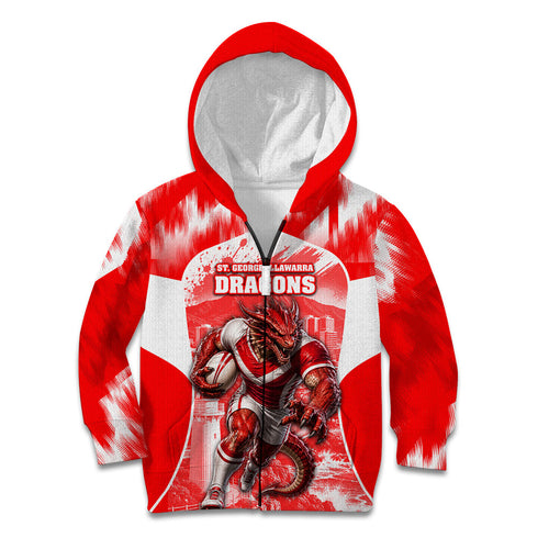 Personalised St. George Illawarra Dragons Mascot Rugby Kid Hoodie Illawarra Coastline Athletic Graphic Print