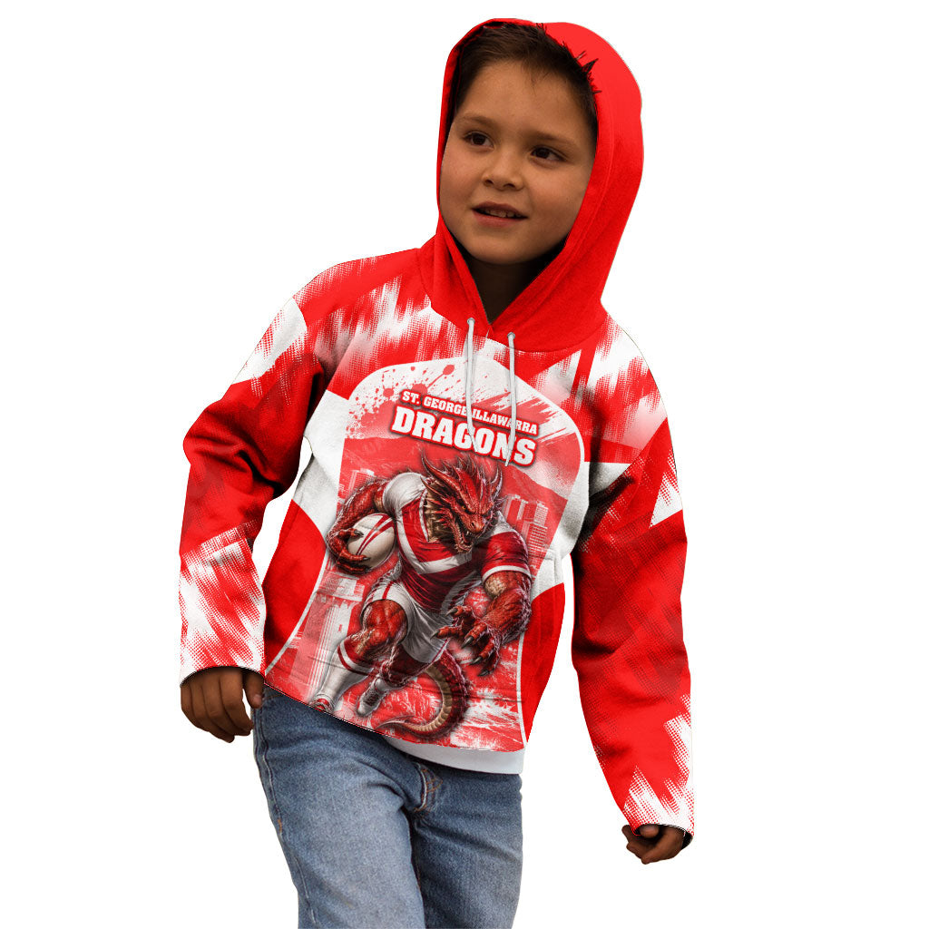 Personalised St. George Illawarra Dragons Mascot Rugby Kid Hoodie Illawarra Coastline Athletic Graphic Print