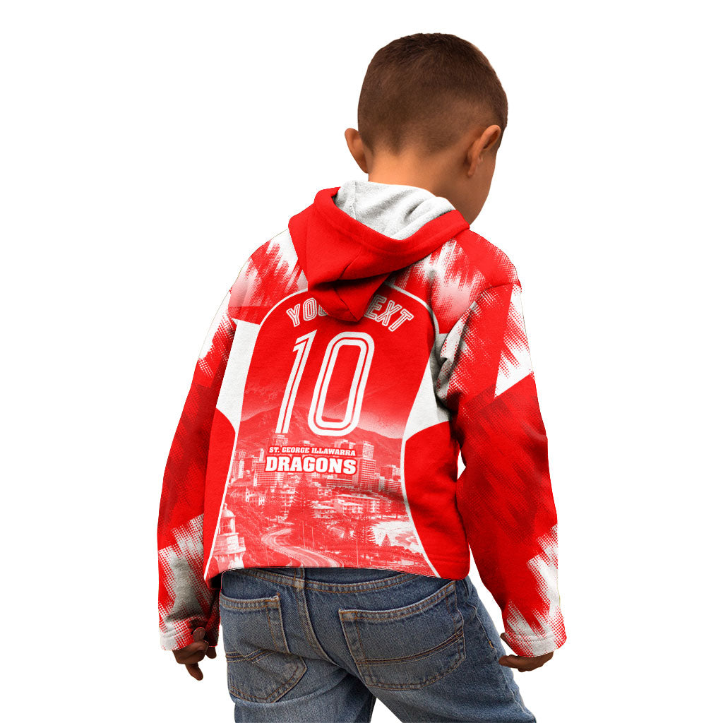 Personalised St. George Illawarra Dragons Mascot Rugby Kid Hoodie Illawarra Coastline Athletic Graphic Print
