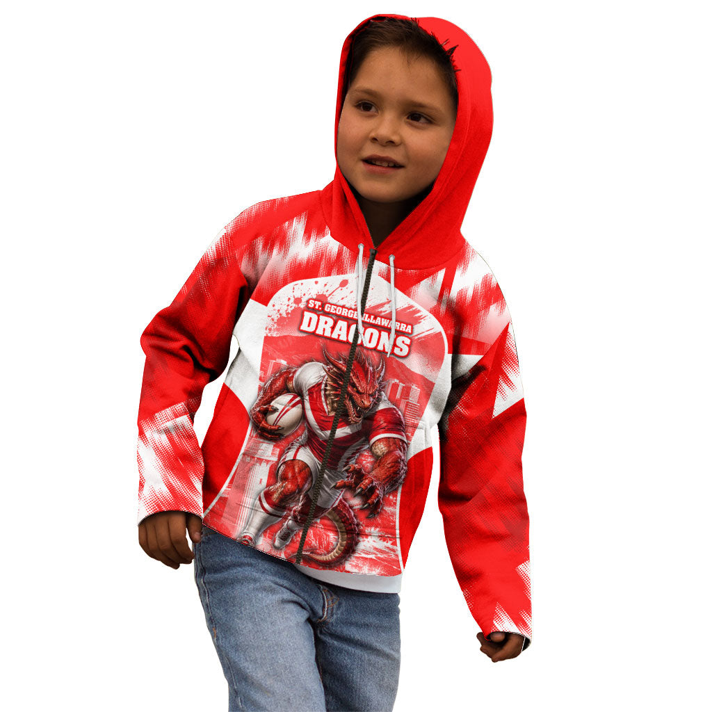 Personalised St. George Illawarra Dragons Mascot Rugby Kid Hoodie Illawarra Coastline Athletic Graphic Print