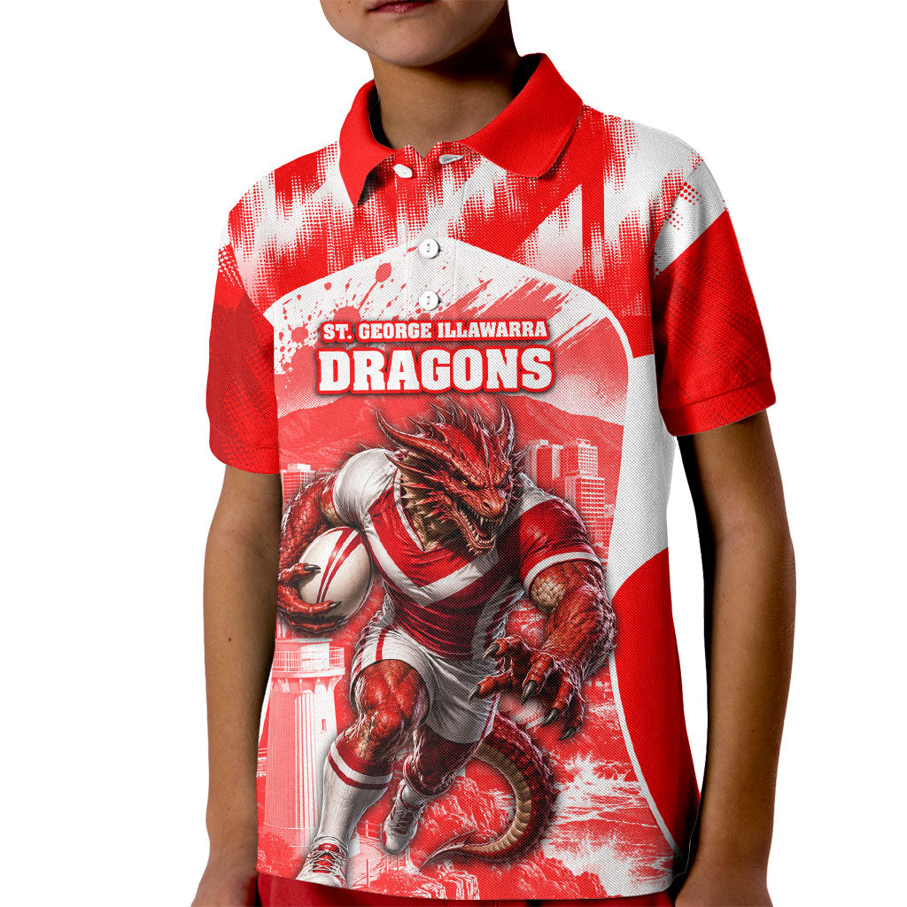 Personalised St. George Illawarra Dragons Mascot Rugby Kid Polo Shirt Illawarra Coastline Athletic Graphic Print
