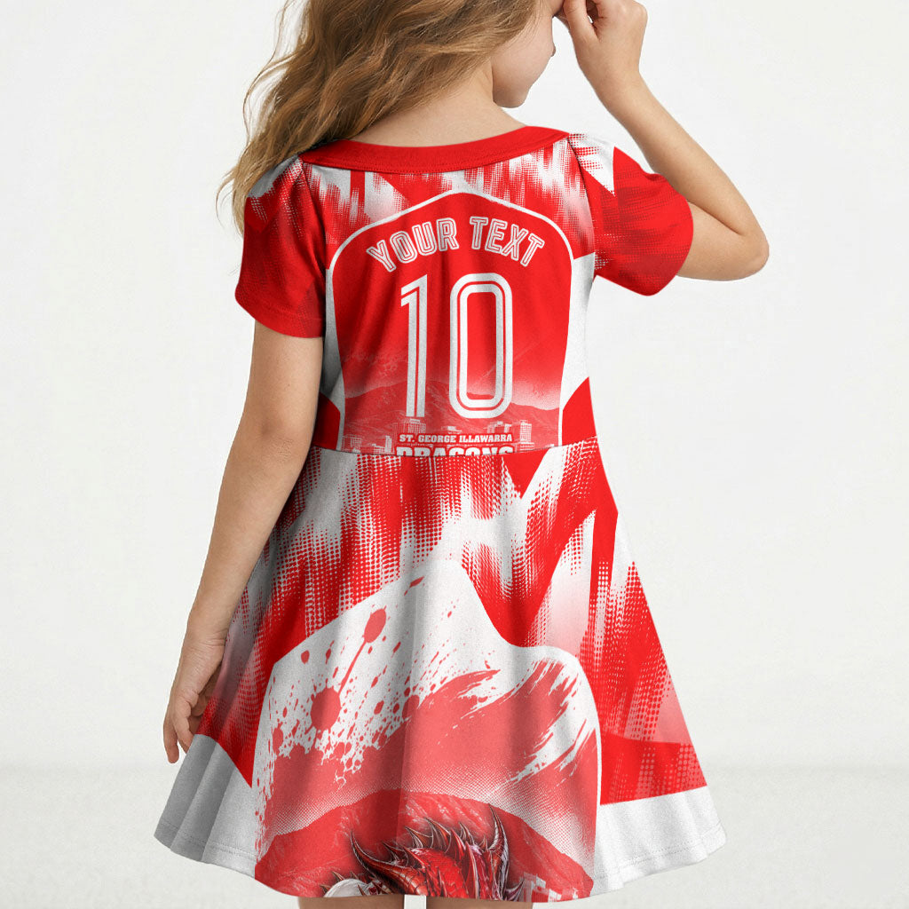 Personalised St. George Illawarra Dragons Mascot Rugby Kid Short Sleeve Dress Illawarra Coastline Athletic Graphic Print