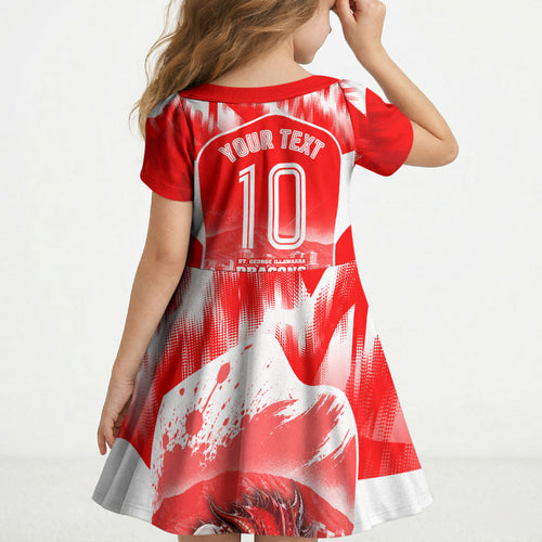 Personalised St. George Illawarra Dragons Mascot Rugby Kid Short Sleeve Dress Illawarra Coastline Athletic Graphic Print