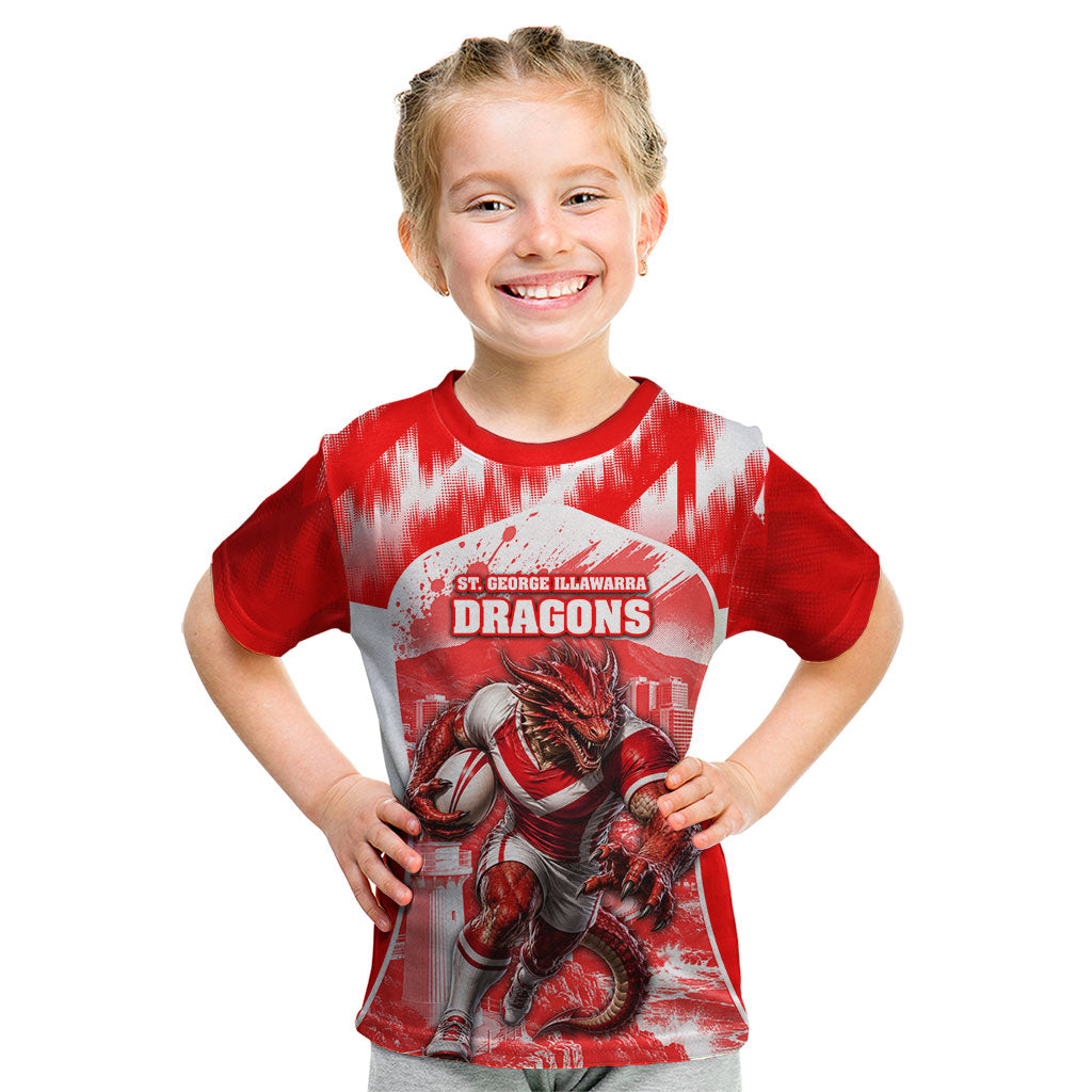 Personalised St. George Illawarra Dragons Mascot Rugby Kid T Shirt Illawarra Coastline Athletic Graphic Print