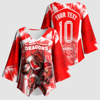 Personalised St. George Illawarra Dragons Mascot Rugby Kimono Sleeve Blouse Illawarra Coastline Athletic Graphic Print