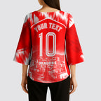 Personalised St. George Illawarra Dragons Mascot Rugby Kimono Sleeve Blouse Illawarra Coastline Athletic Graphic Print