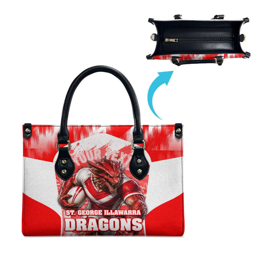 Personalised St. George Illawarra Dragons Mascot Rugby Leather Bag Illawarra Coastline Athletic Graphic Print