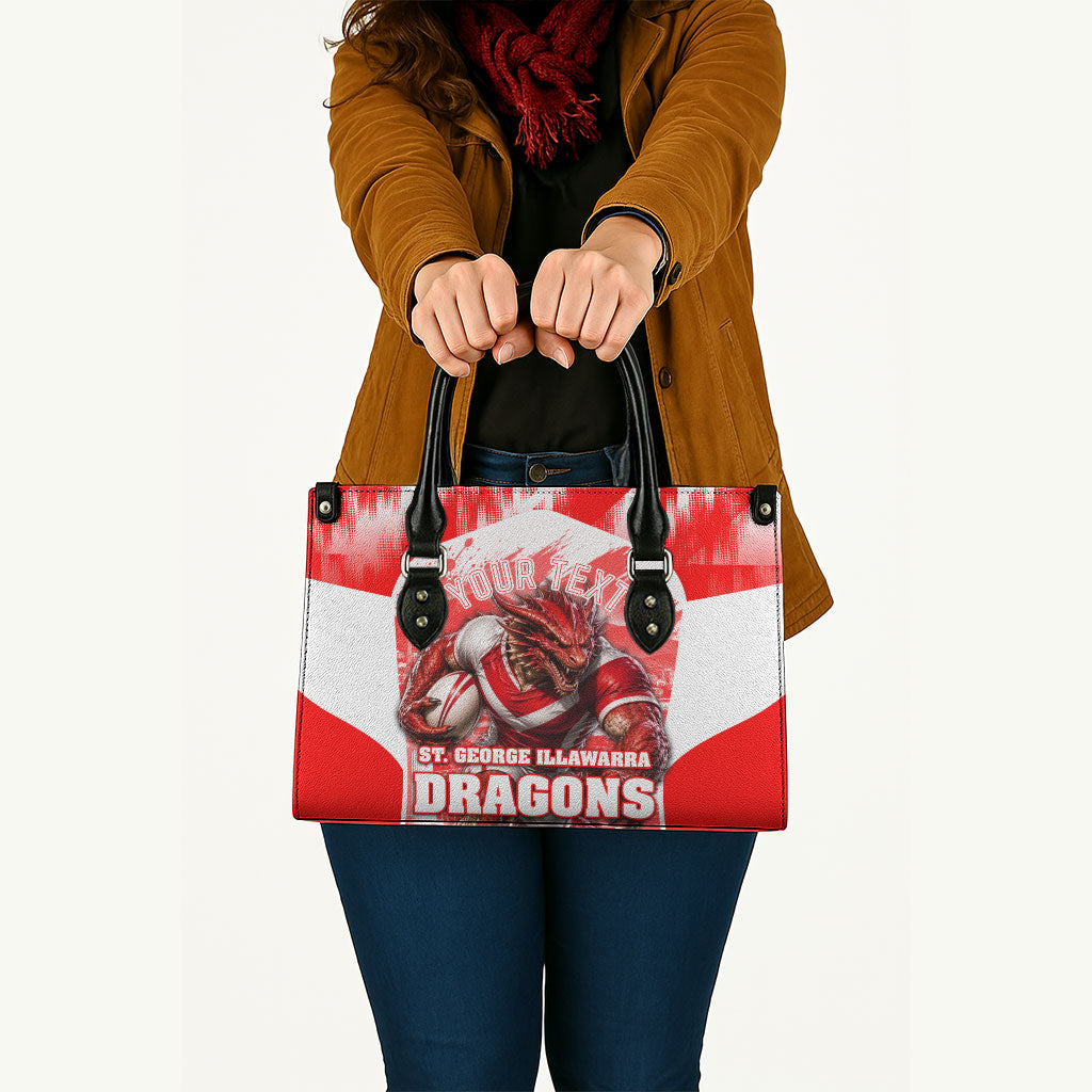 Personalised St. George Illawarra Dragons Mascot Rugby Leather Bag Illawarra Coastline Athletic Graphic Print