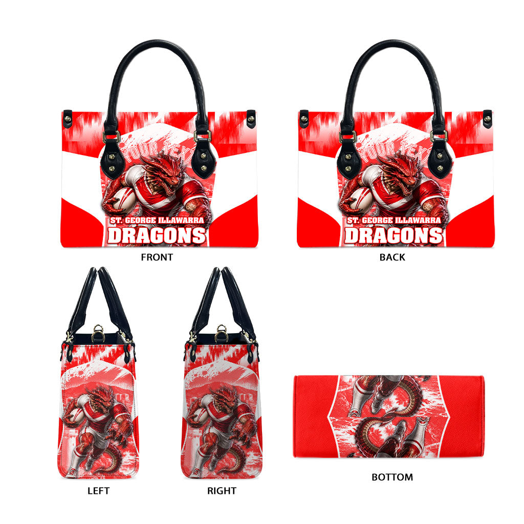 Personalised St. George Illawarra Dragons Mascot Rugby Leather Bag Illawarra Coastline Athletic Graphic Print
