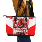 Personalised St. George Illawarra Dragons Mascot Rugby Leather Tote Bag Illawarra Coastline Athletic Graphic Print