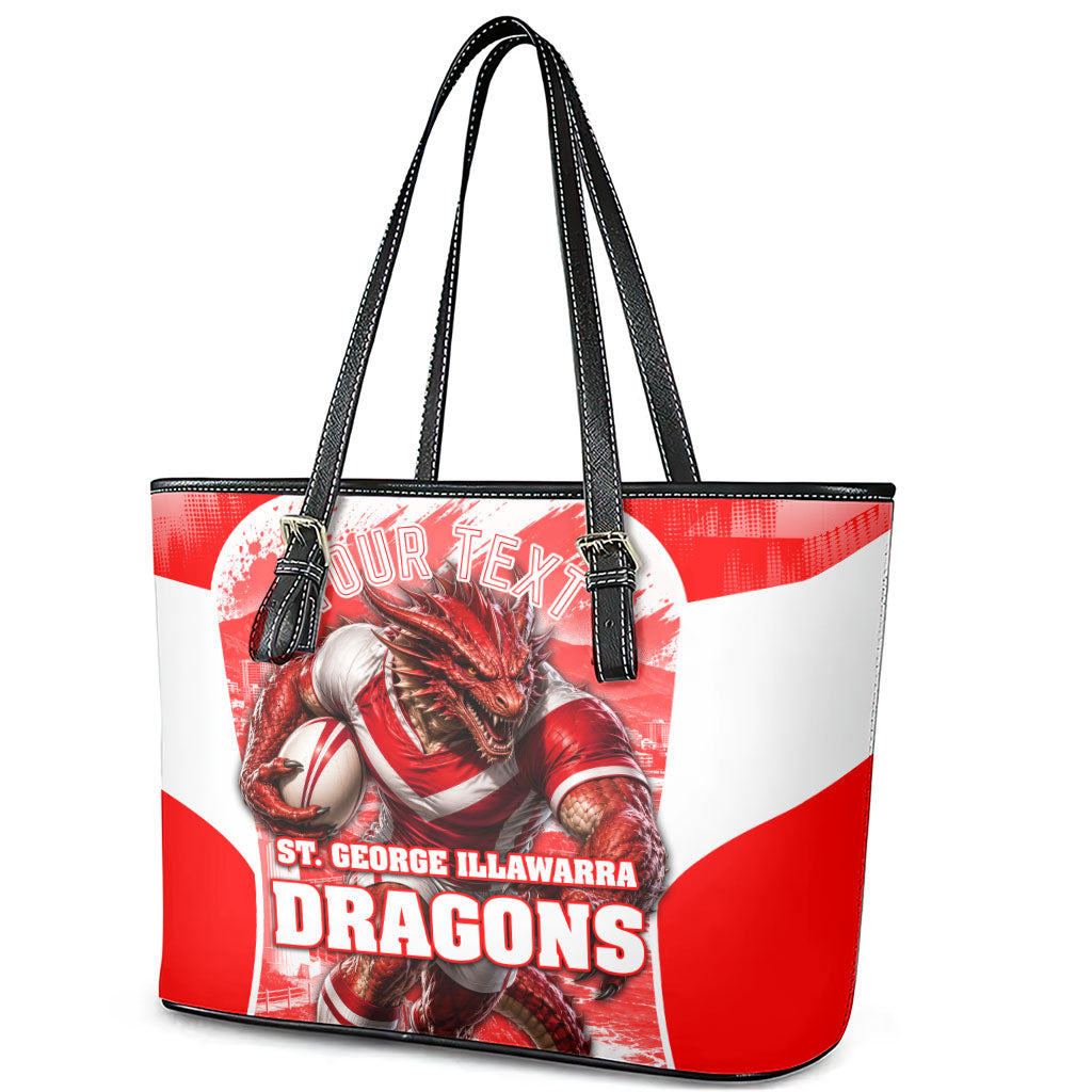 Personalised St. George Illawarra Dragons Mascot Rugby Leather Tote Bag Illawarra Coastline Athletic Graphic Print