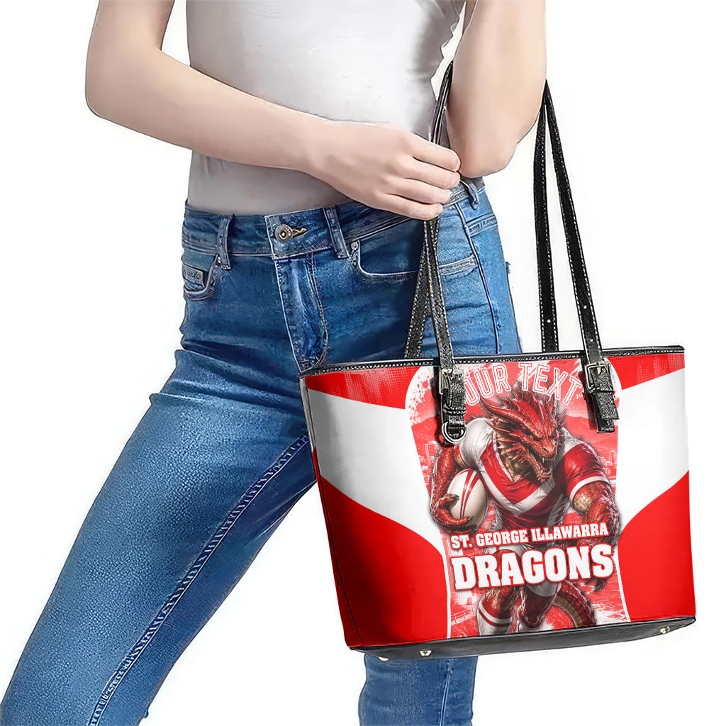 Personalised St. George Illawarra Dragons Mascot Rugby Leather Tote Bag Illawarra Coastline Athletic Graphic Print