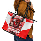 Personalised St. George Illawarra Dragons Mascot Rugby Leather Tote Bag Illawarra Coastline Athletic Graphic Print