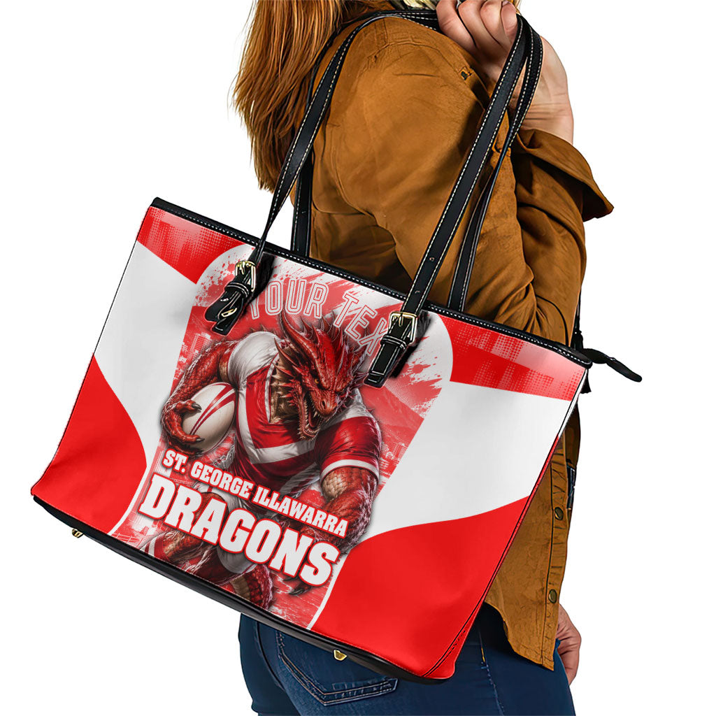 Personalised St. George Illawarra Dragons Mascot Rugby Leather Tote Bag Illawarra Coastline Athletic Graphic Print