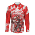 Personalised St. George Illawarra Dragons Mascot Rugby Long Sleeve Button Shirt Illawarra Coastline Athletic Graphic Print