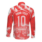 Personalised St. George Illawarra Dragons Mascot Rugby Long Sleeve Button Shirt Illawarra Coastline Athletic Graphic Print