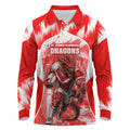 Personalised St. George Illawarra Dragons Mascot Rugby Long Sleeve Polo Shirt Illawarra Coastline Athletic Graphic Print