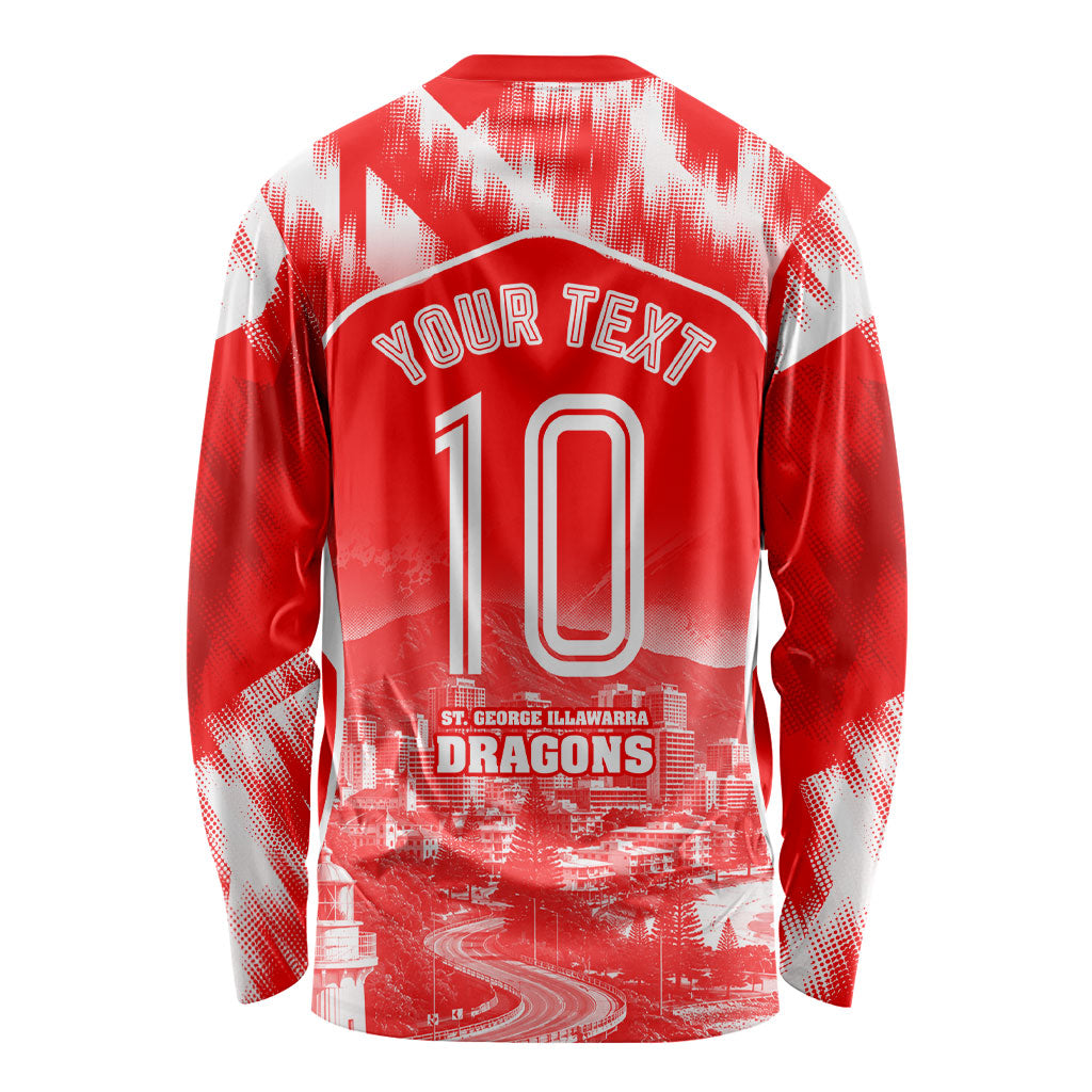 Personalised St. George Illawarra Dragons Mascot Rugby Long Sleeve Shirt Illawarra Coastline Athletic Graphic Print