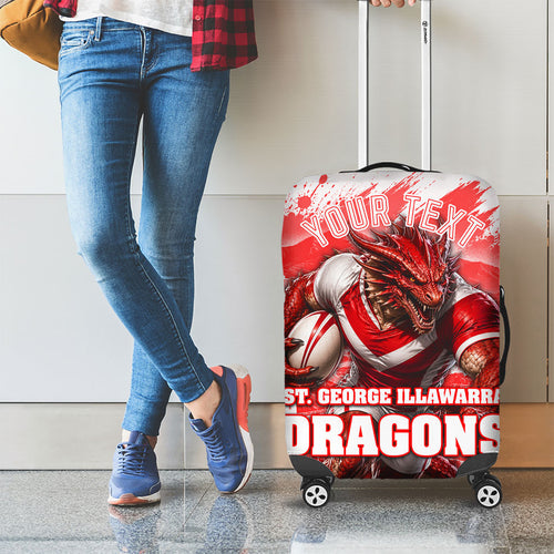 Personalised St. George Illawarra Dragons Mascot Rugby Luggage Cover Illawarra Coastline Athletic Graphic Print