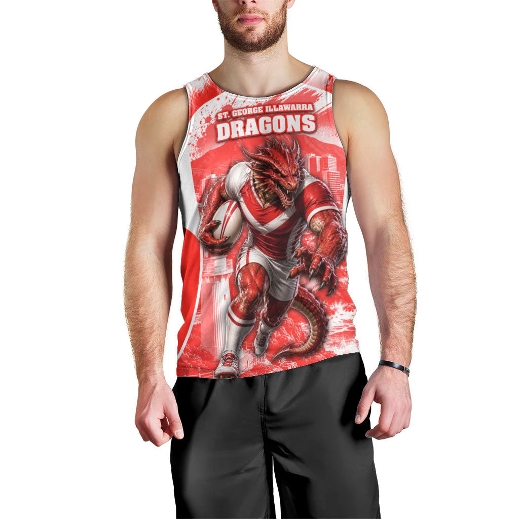 Personalised St. George Illawarra Dragons Mascot Rugby Men Tank Top Illawarra Coastline Athletic Graphic Print