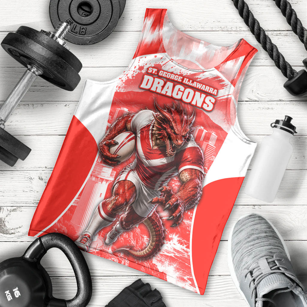 Personalised St. George Illawarra Dragons Mascot Rugby Men Tank Top Illawarra Coastline Athletic Graphic Print