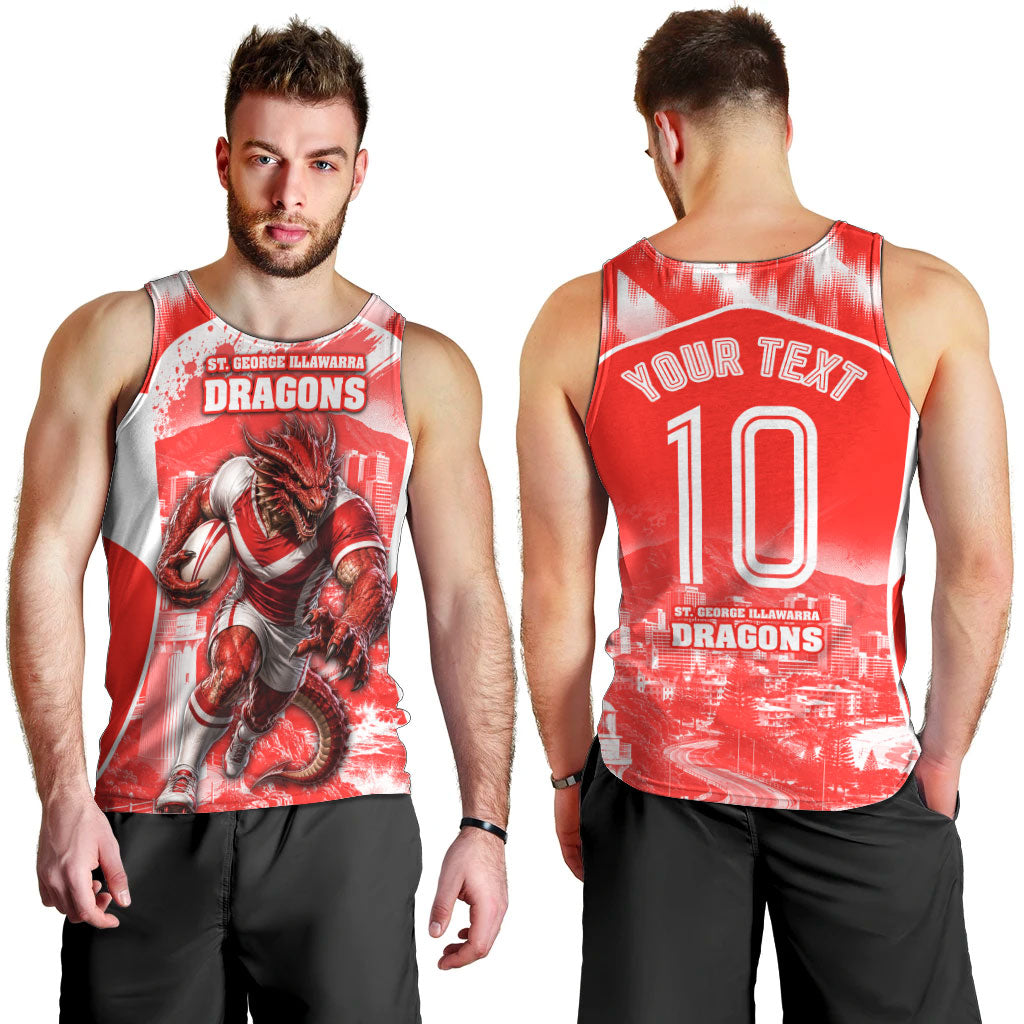 Personalised St. George Illawarra Dragons Mascot Rugby Men Tank Top Illawarra Coastline Athletic Graphic Print