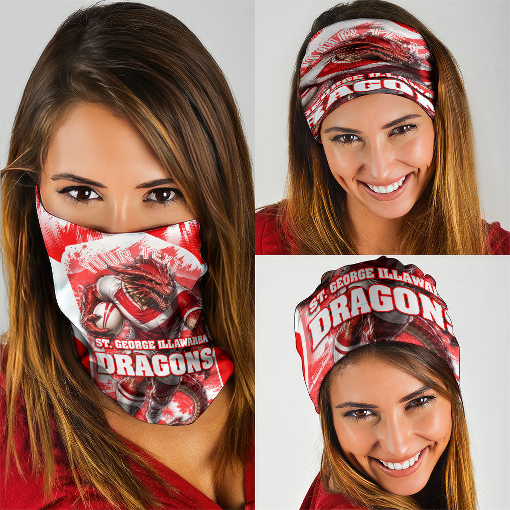 Personalised St. George Illawarra Dragons Mascot Rugby Neck Gaiter Illawarra Coastline Athletic Graphic Print