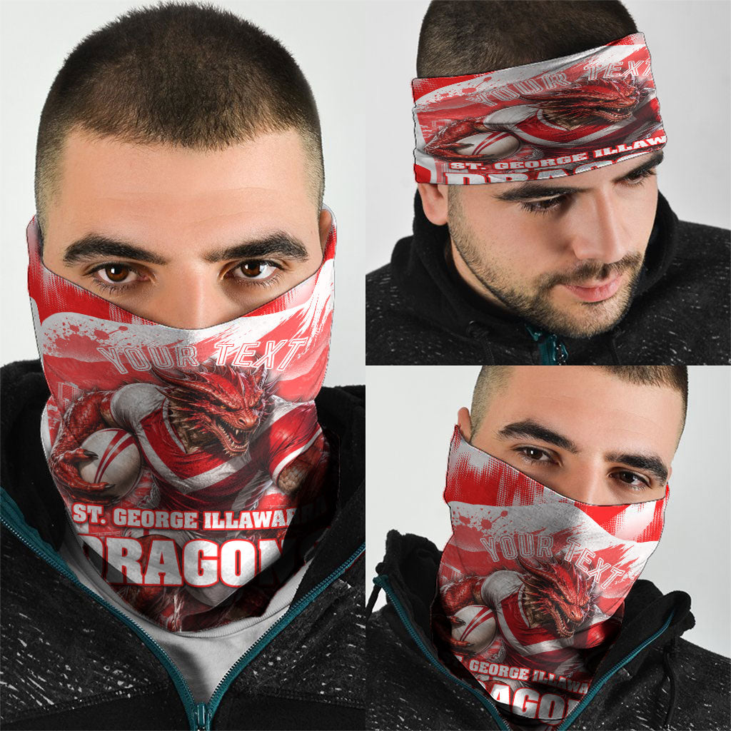 Personalised St. George Illawarra Dragons Mascot Rugby Neck Gaiter Illawarra Coastline Athletic Graphic Print