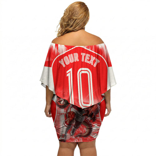 Personalised St. George Illawarra Dragons Mascot Rugby Off Shoulder Short Dress Illawarra Coastline Athletic Graphic Print