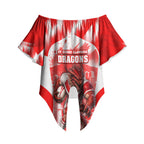 Personalised St. George Illawarra Dragons Mascot Rugby Off Shoulder Wrap Waist Top Illawarra Coastline Athletic Graphic Print