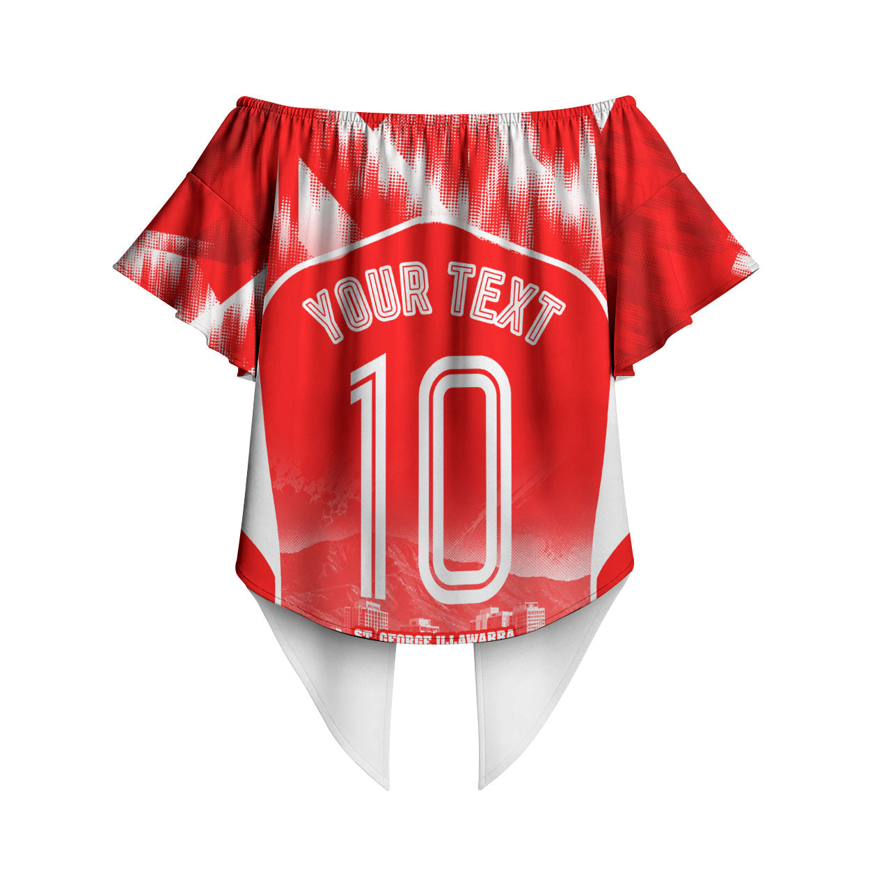 Personalised St. George Illawarra Dragons Mascot Rugby Off Shoulder Wrap Waist Top Illawarra Coastline Athletic Graphic Print