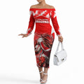Personalised St. George Illawarra Dragons Mascot Rugby Off The Shoulder Long Sleeve Dress Illawarra Coastline Athletic Graphic Print