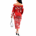 Personalised St. George Illawarra Dragons Mascot Rugby Off The Shoulder Long Sleeve Dress Illawarra Coastline Athletic Graphic Print