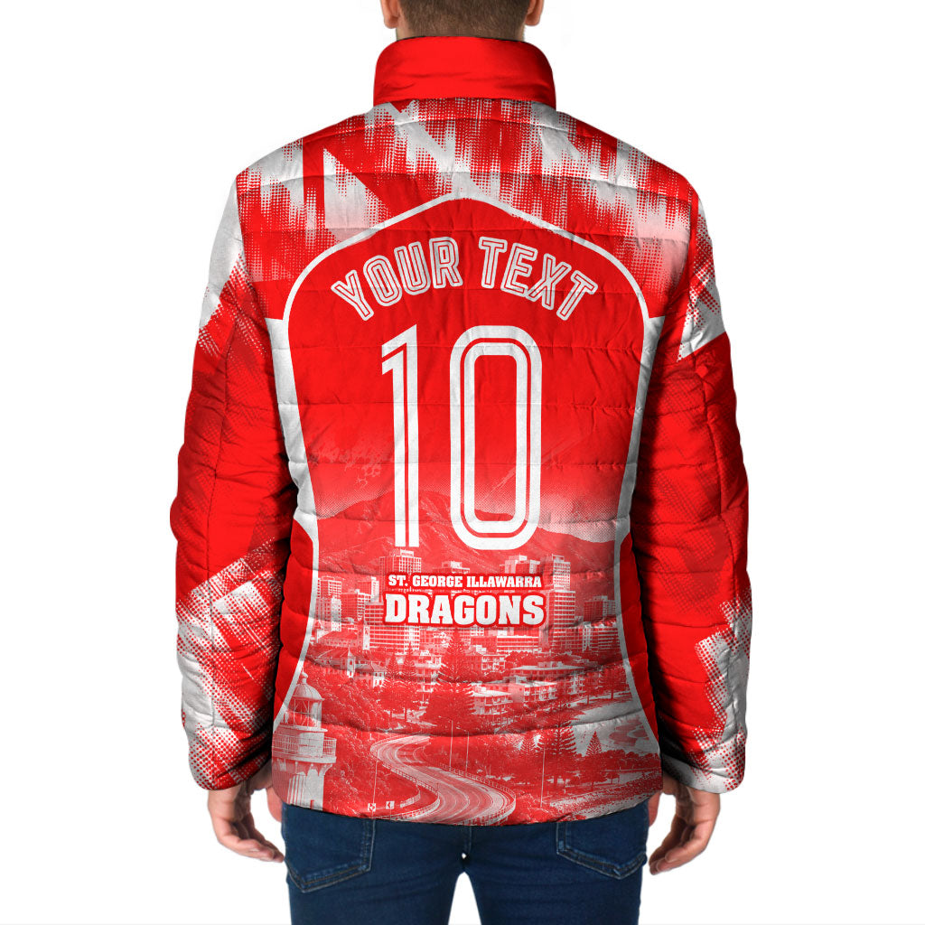 Personalised St. George Illawarra Dragons Mascot Rugby Padded Jacket Illawarra Coastline Athletic Graphic Print
