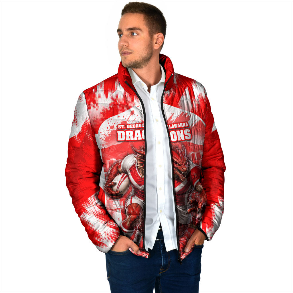 Personalised St. George Illawarra Dragons Mascot Rugby Padded Jacket Illawarra Coastline Athletic Graphic Print
