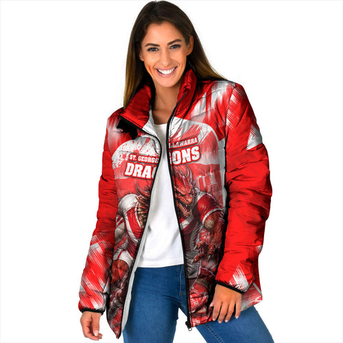 Personalised St. George Illawarra Dragons Mascot Rugby Padded Jacket Illawarra Coastline Athletic Graphic Print