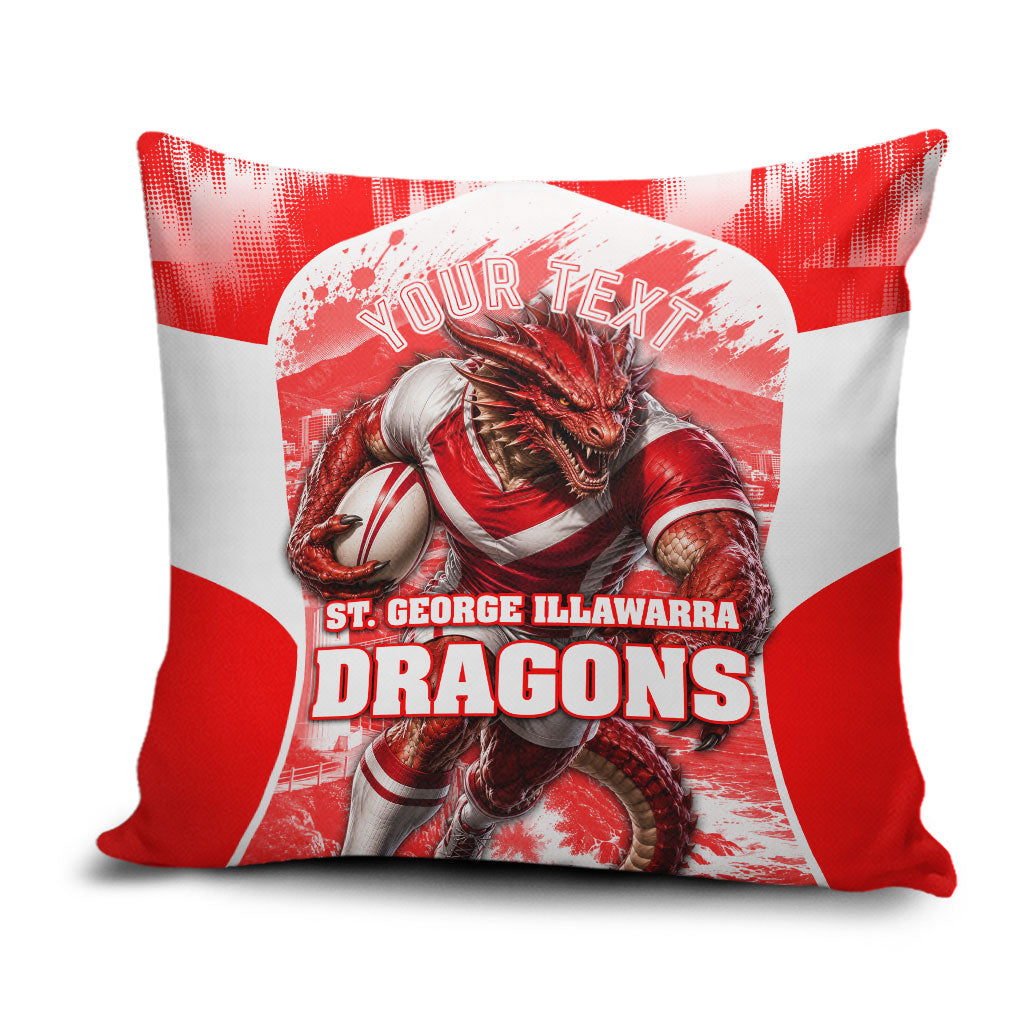 Personalised St. George Illawarra Dragons Mascot Rugby Pillow Cover Illawarra Coastline Athletic Graphic Print