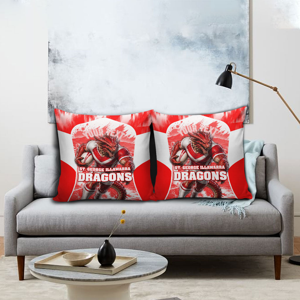Personalised St. George Illawarra Dragons Mascot Rugby Pillow Cover Illawarra Coastline Athletic Graphic Print
