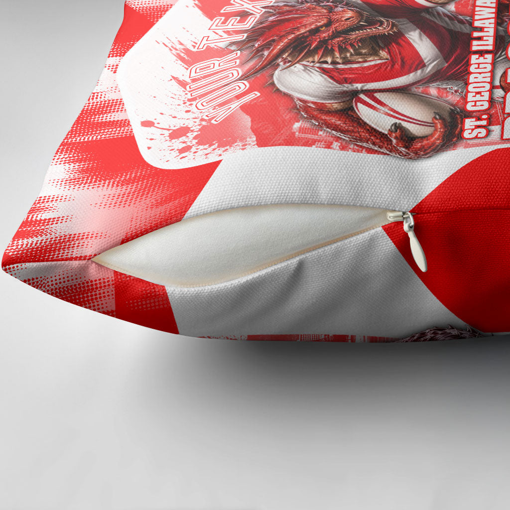 Personalised St. George Illawarra Dragons Mascot Rugby Pillow Cover Illawarra Coastline Athletic Graphic Print