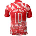 Personalised St. George Illawarra Dragons Mascot Rugby Polo Shirt Illawarra Coastline Athletic Graphic Print