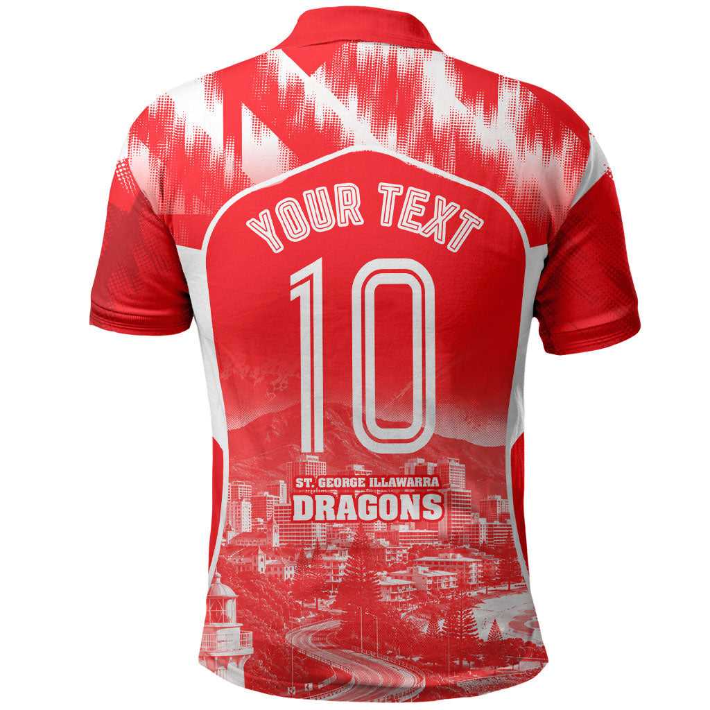 Personalised St. George Illawarra Dragons Mascot Rugby Polo Shirt Illawarra Coastline Athletic Graphic Print