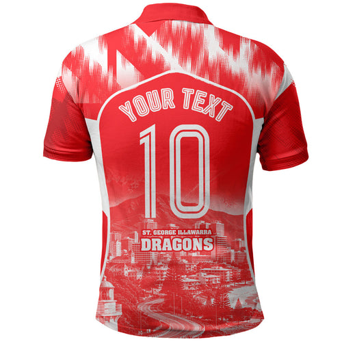 Personalised St. George Illawarra Dragons Mascot Rugby Polo Shirt Illawarra Coastline Athletic Graphic Print