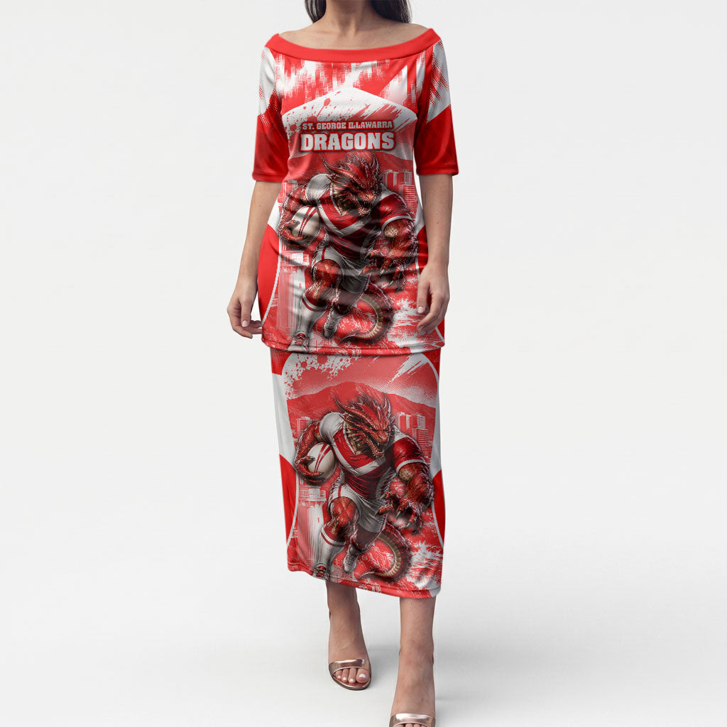 Personalised St. George Illawarra Dragons Mascot Rugby Puletasi Illawarra Coastline Athletic Graphic Print