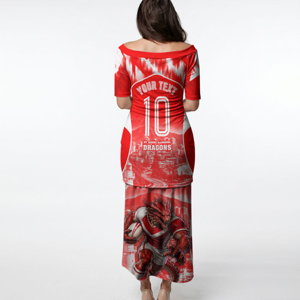 Personalised St. George Illawarra Dragons Mascot Rugby Puletasi Illawarra Coastline Athletic Graphic Print
