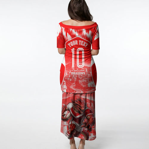 Personalised St. George Illawarra Dragons Mascot Rugby Puletasi Illawarra Coastline Athletic Graphic Print