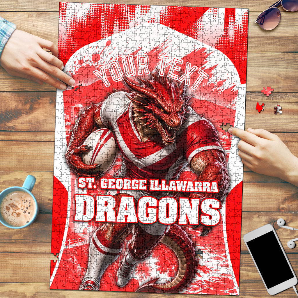 Personalised St. George Illawarra Dragons Mascot Rugby Puzzle Illawarra Coastline Athletic Graphic Print
